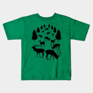 wild deer forest, red deer, animals, hunting Kids T-Shirt